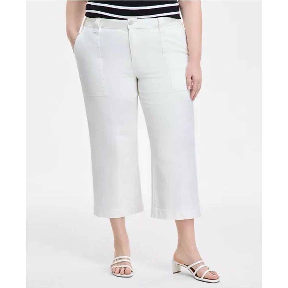 Liverpool Los Angeles Stride High-Rise Cropped Wide-Leg Jeans Bone White 18W